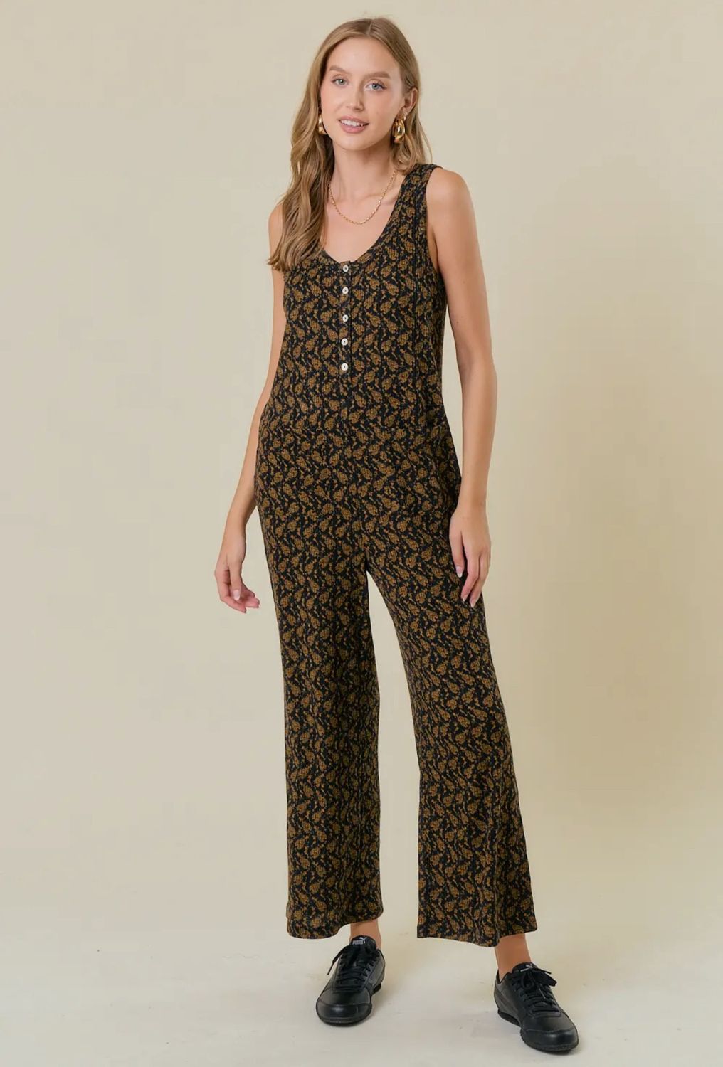 Front Button Jumpsuit W/ Pockets