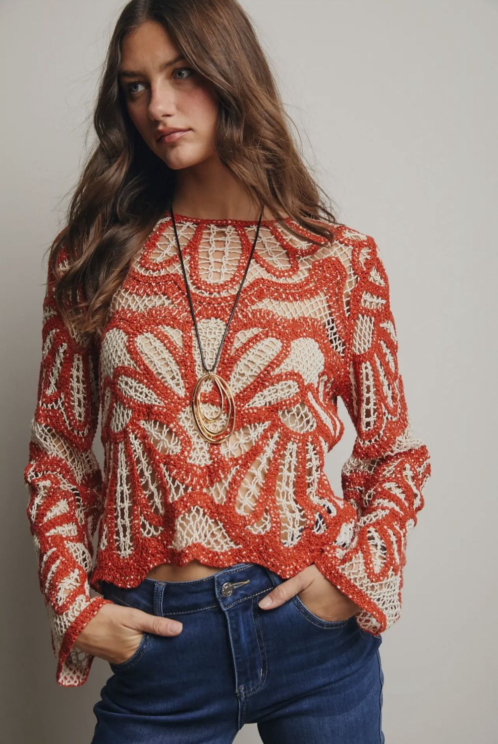 Crochet Floral Pattern Sweater