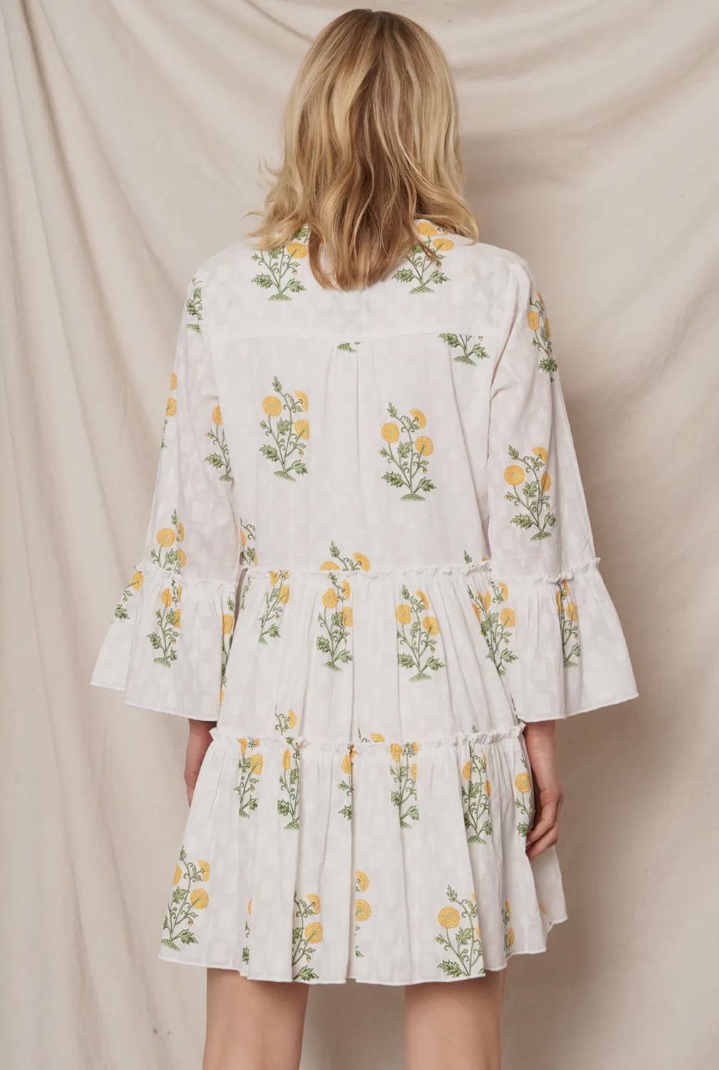 Flower Print 3/4 Sleeve Dress