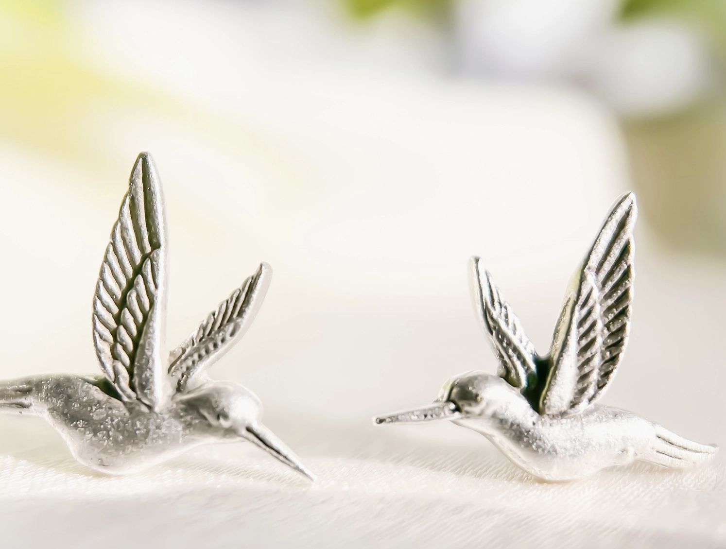 Silver Hummingbird Studs
