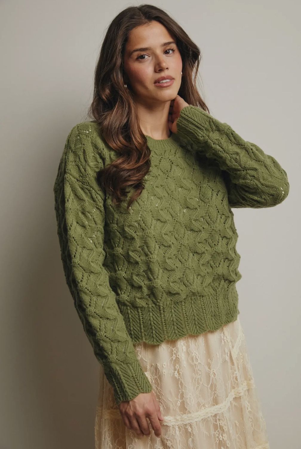 Open-Knit Pointelle Sweater