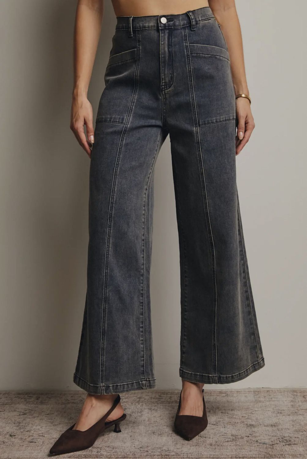 Wide-Leg Stretch Denim Jeans