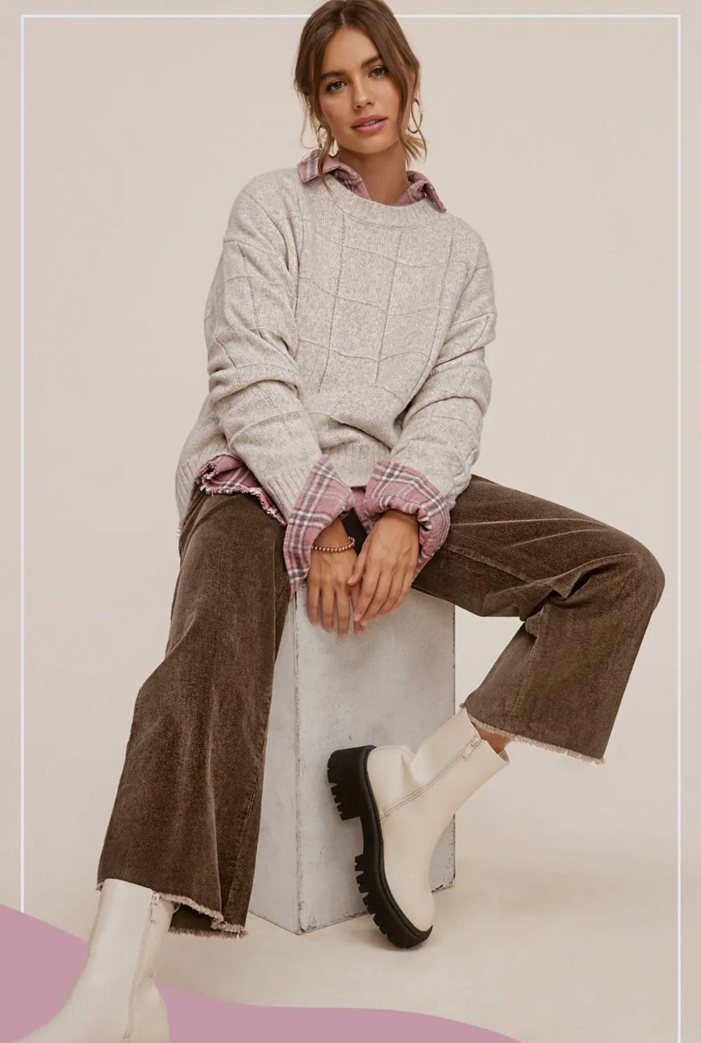 Mineral Washed High Waisted Wide Leg Corduroy Pants