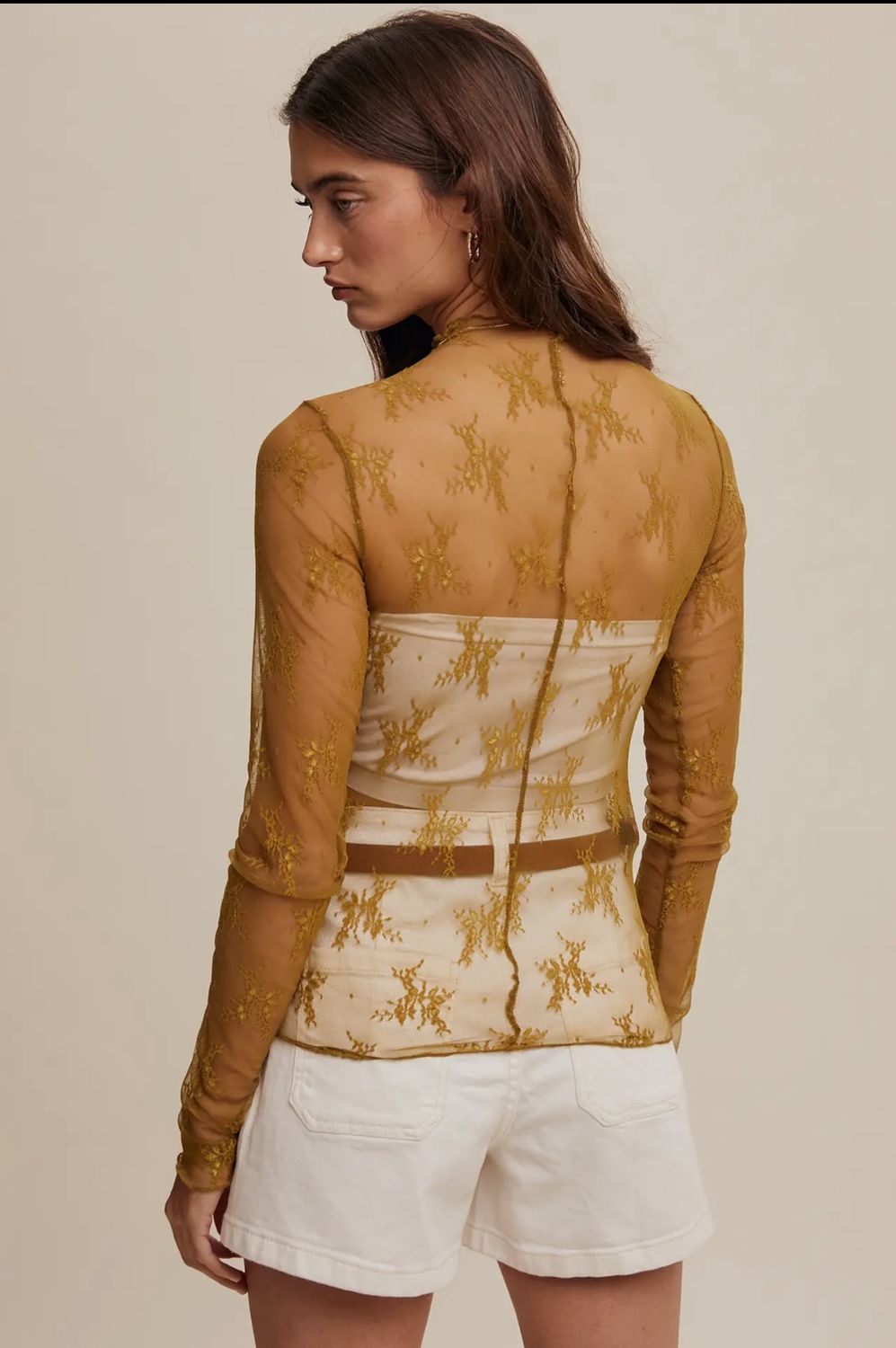 Sheer Lace Long-Sleeve Top