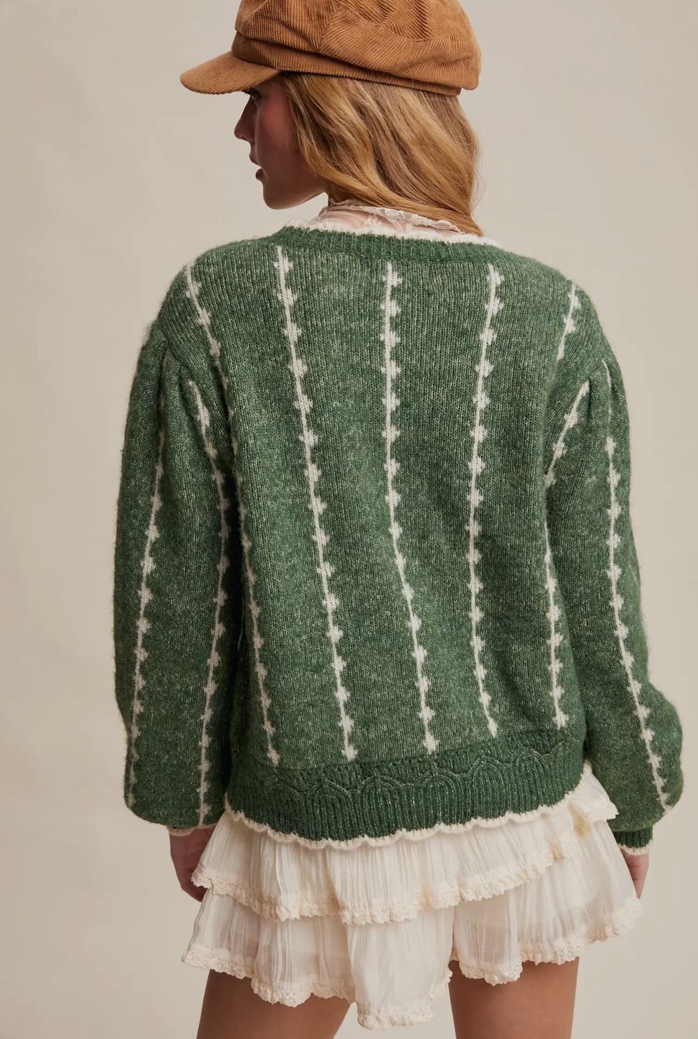Textured Jacquard Knit Crew Sweater
