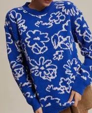 Boucle Floral Knit Sweater
