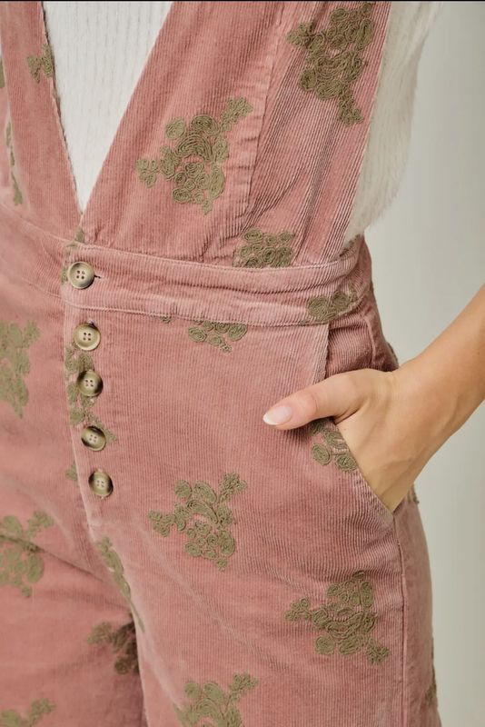 Embroidered Corduroy Jumpsuit