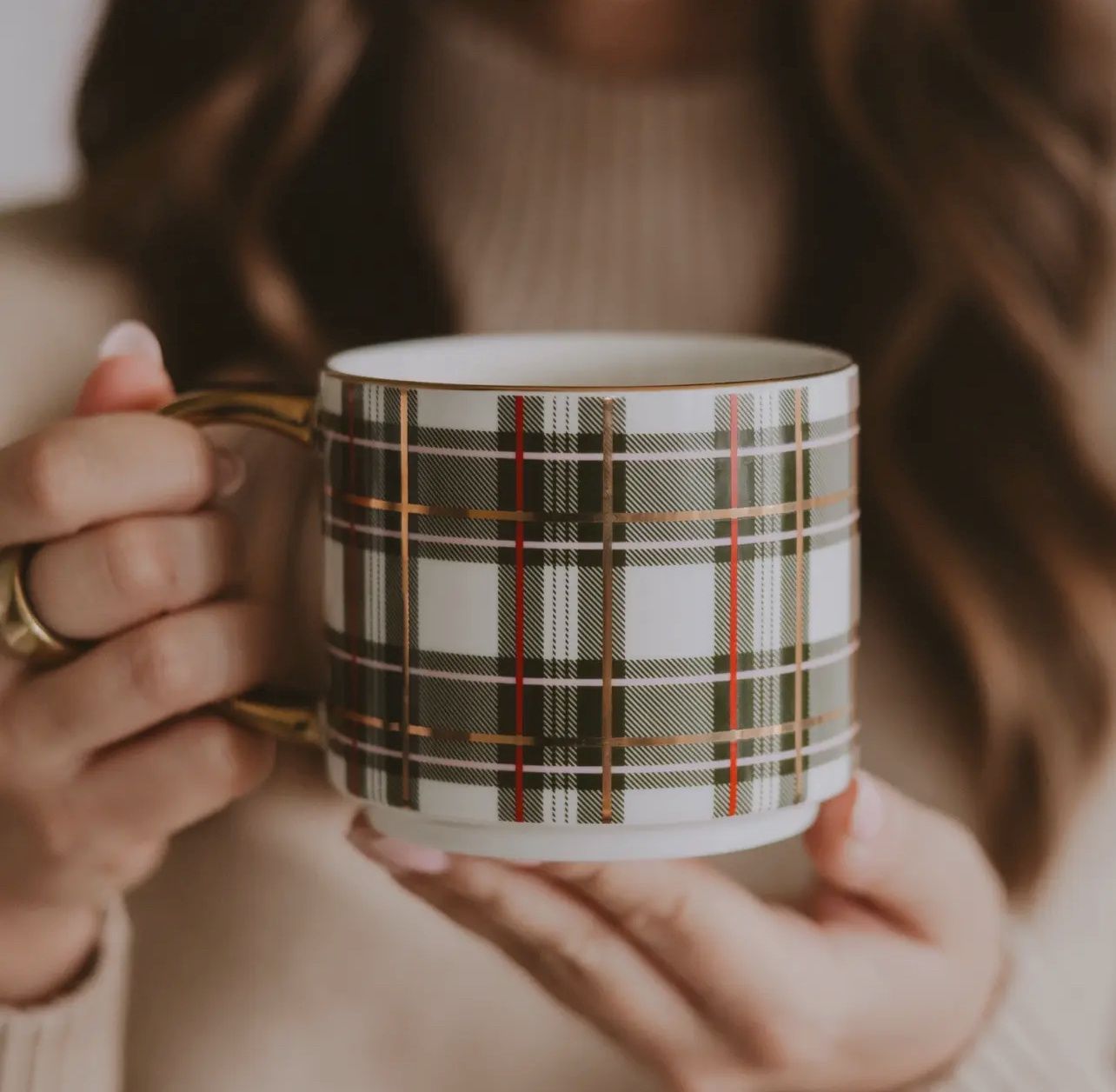 Green Plaid Coffee Mug