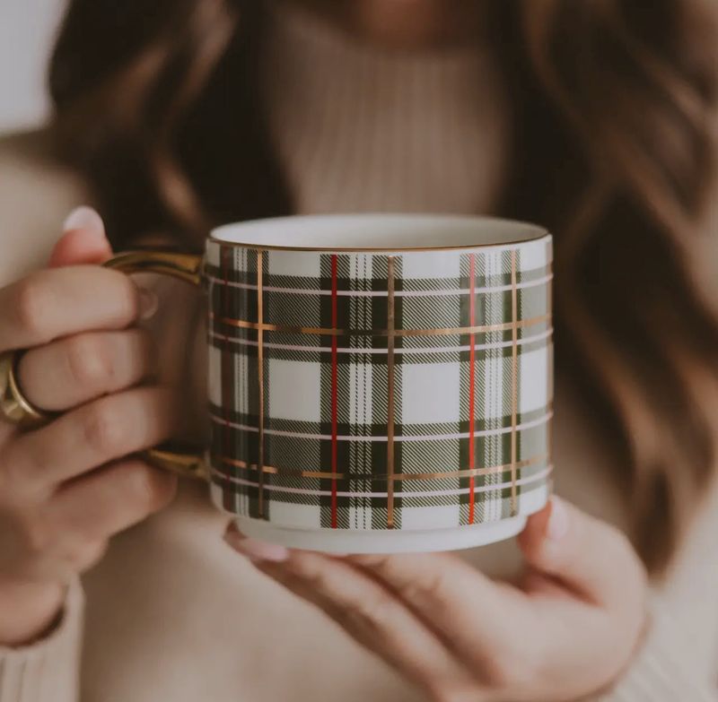 Green Plaid Coffee Mug