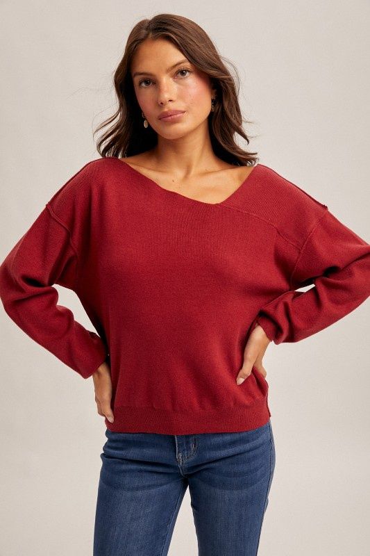 Asymmetrical Neck Essential Sweater Pullover