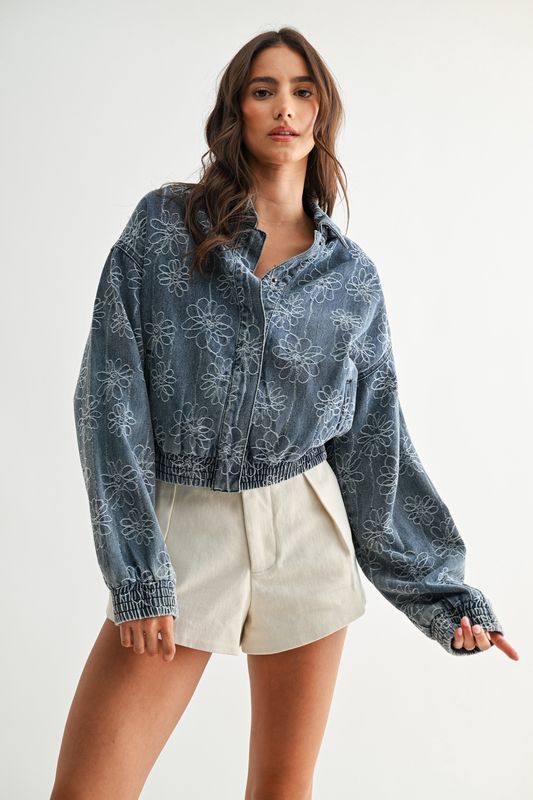 Floral Embroidered Denim Jacket