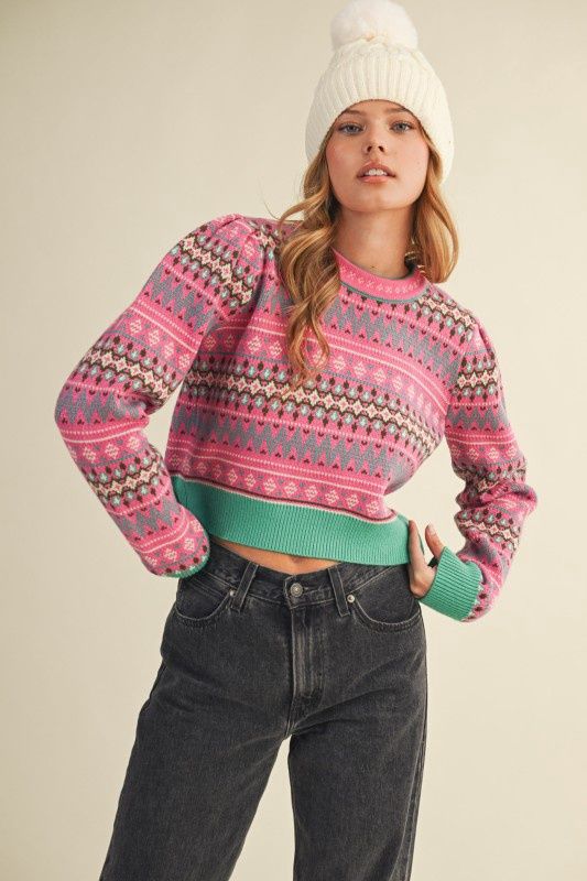 Fair Isle Cropped Sweater