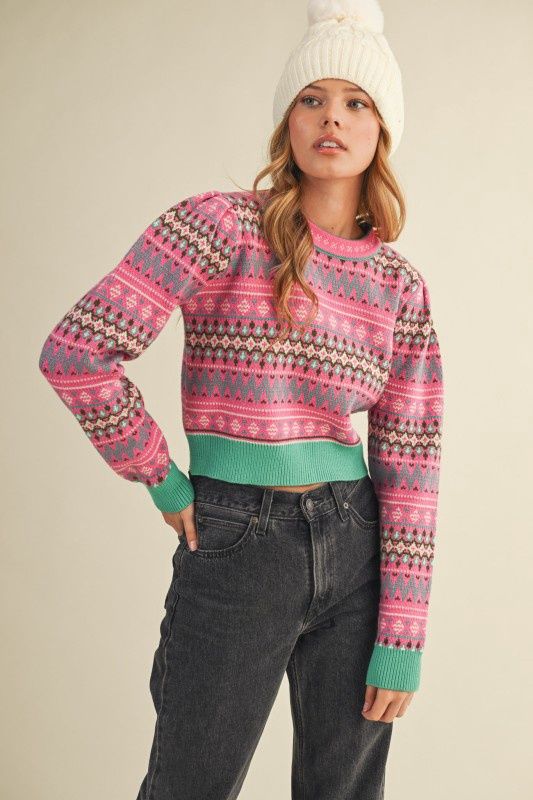Fair Isle Cropped Sweater