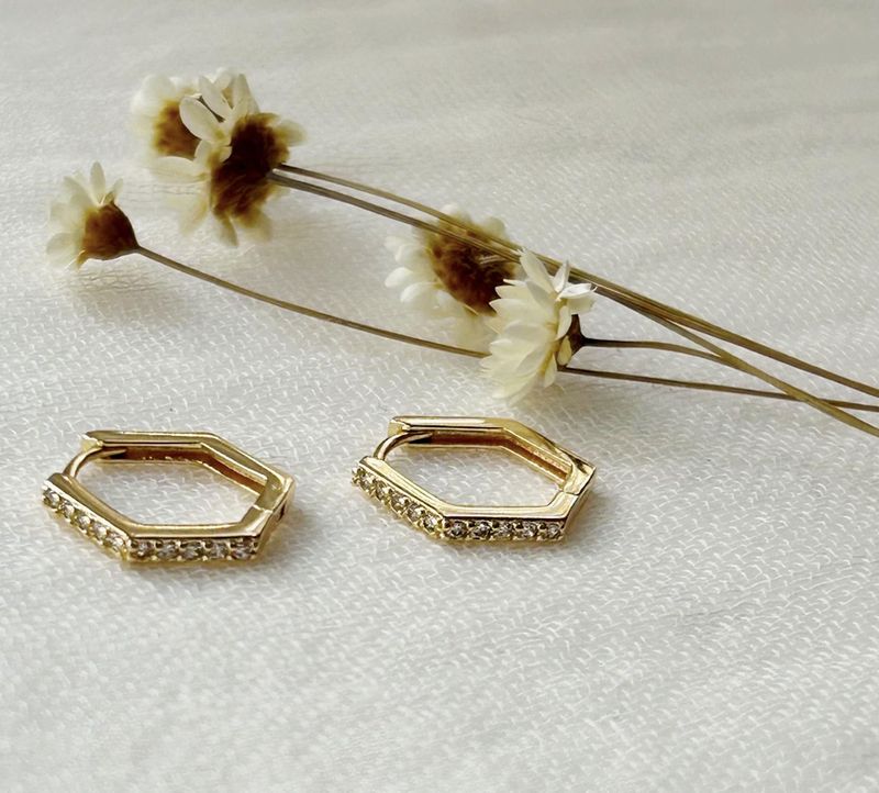 Cz Hexagon Hoops