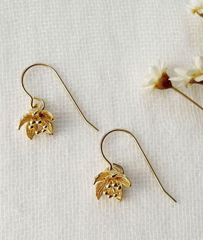 Gold Floral Dangle Earrings