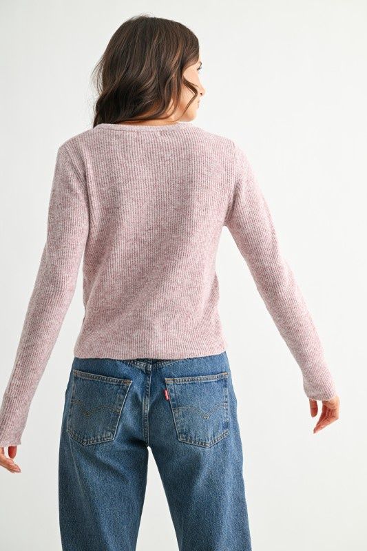 Pearl Button Ribbed Knit Cardigan