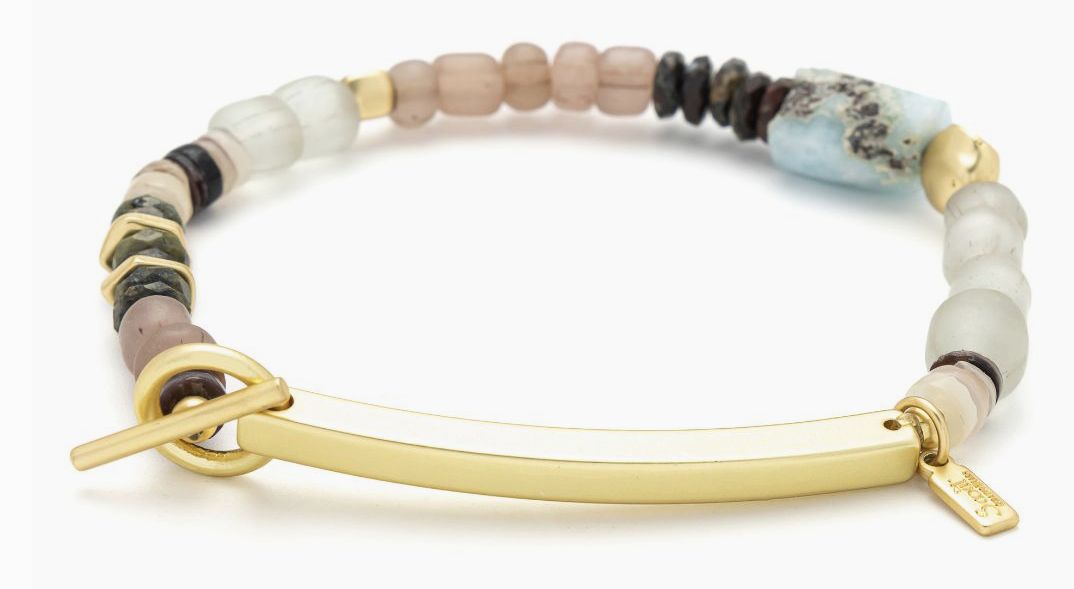 Hidden Message Bracelet - Badass/Larimar/Gold