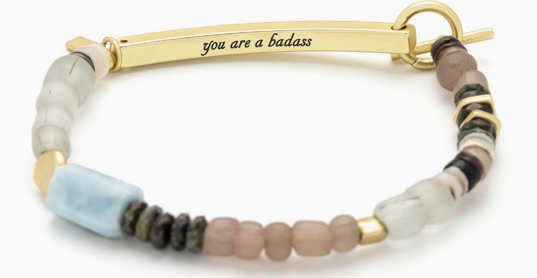 Hidden Message Bracelet - Badass/Larimar/Gold