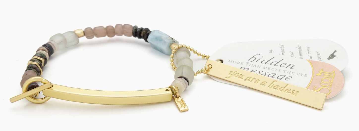 Hidden Message Bracelet - Badass/Larimar/Gold
