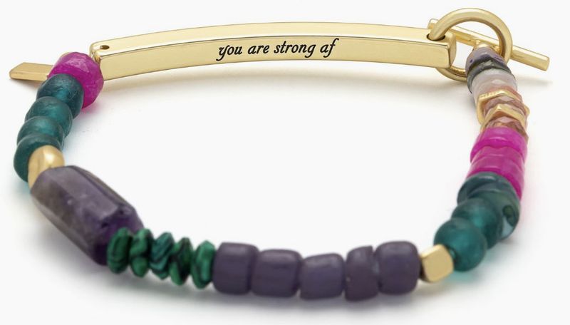 Hidden Message Bracelet - Strong Af/Amethyst/Gold