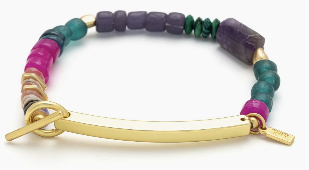 Hidden Message Bracelet - Strong Af/Amethyst/Gold