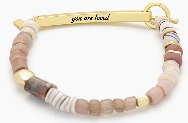 Hidden Message Bracelet - Loved/Rhodochrosite/Gold