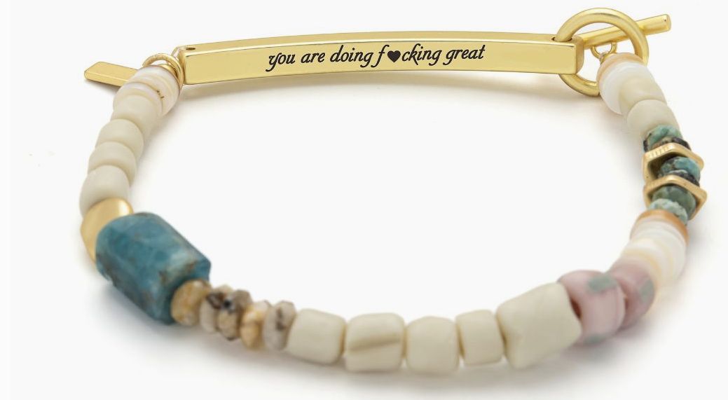 Hidden Message Bracelet - F♥Cking Great/Blue Apatite/Gold
