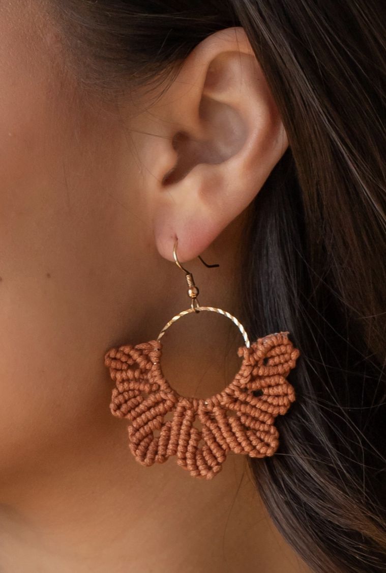 Rust Flower Crochet Earrings