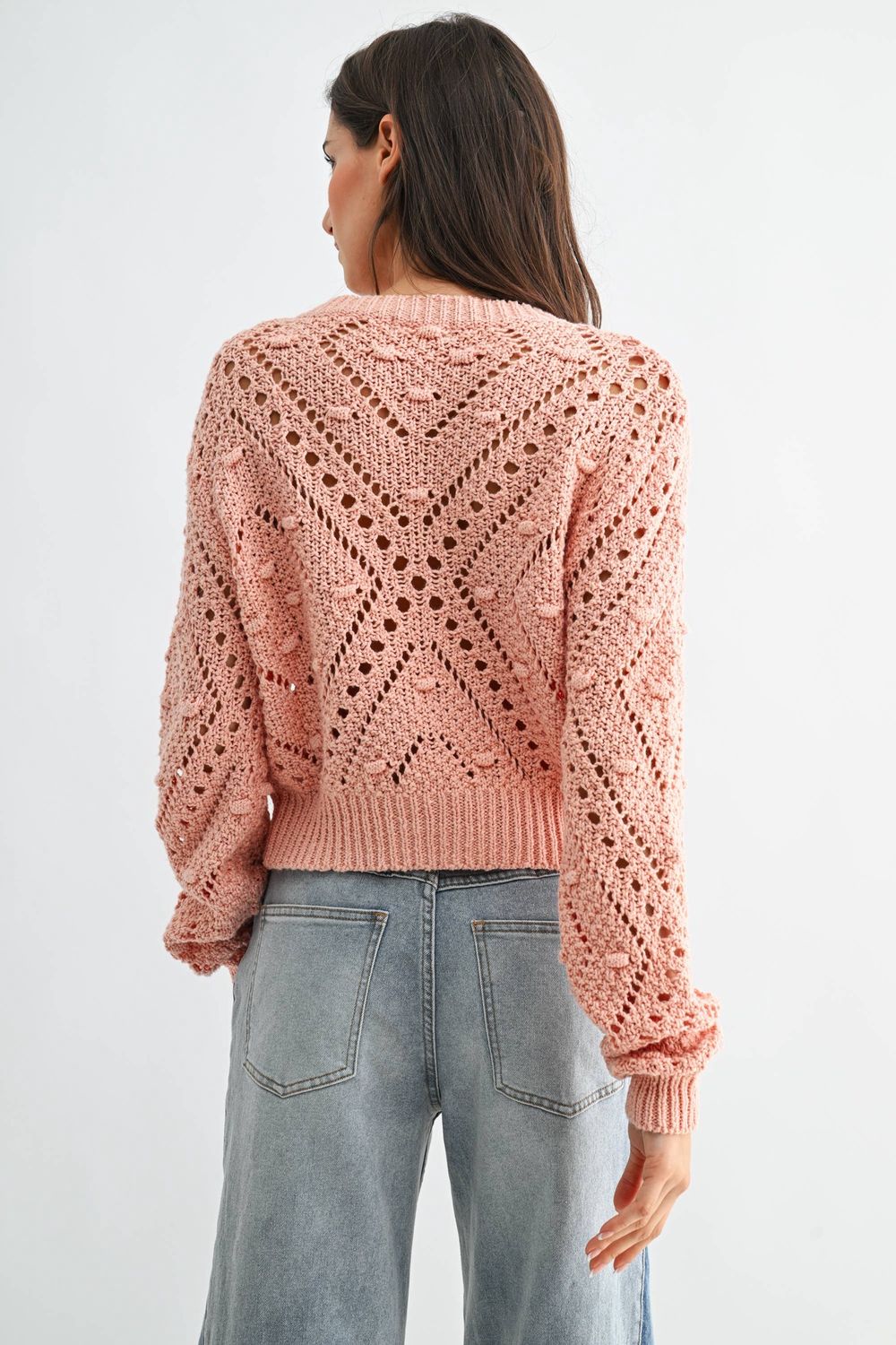 KNIT CARDIGAN WITH GOLD BUTTON DETAIL