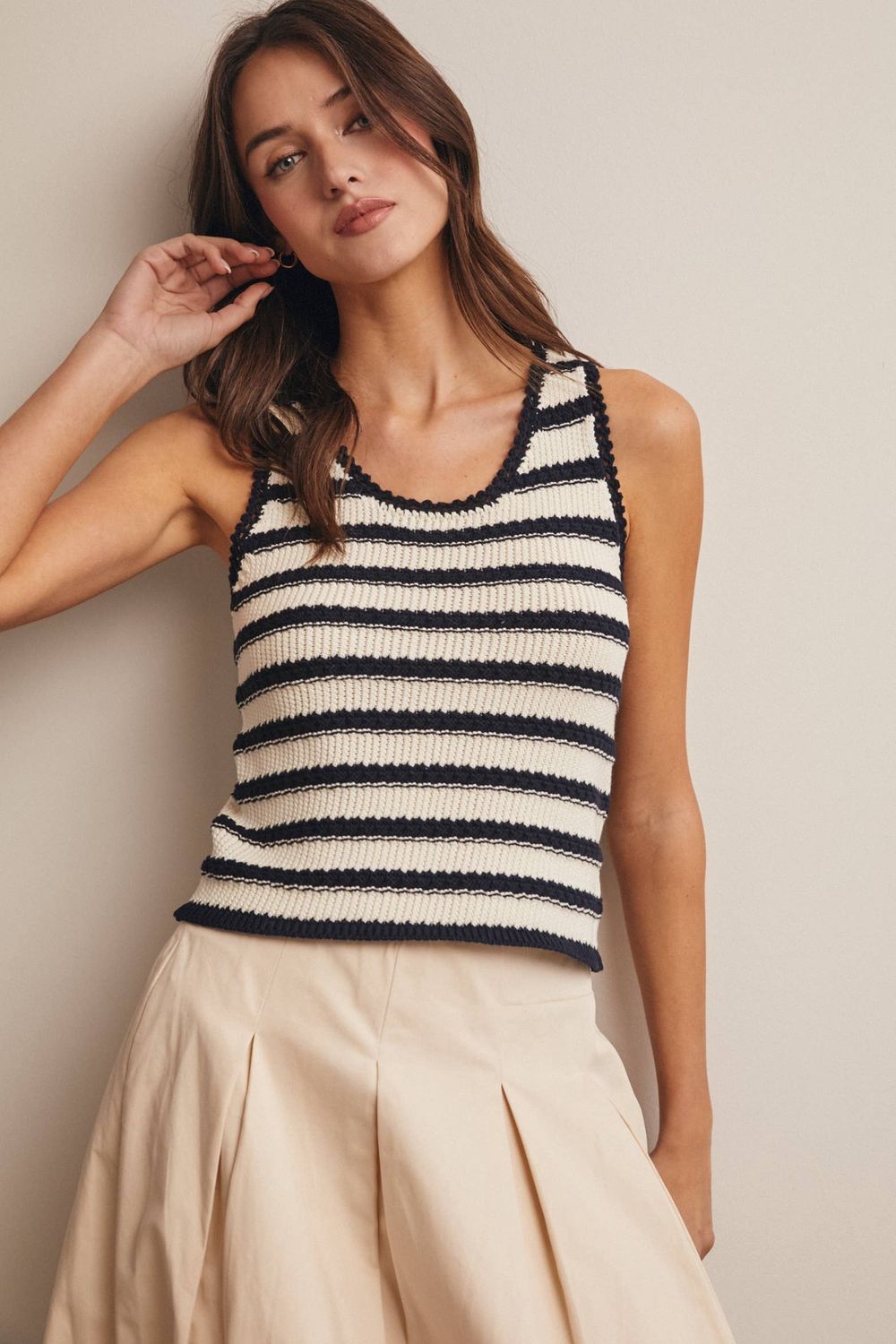 Striped Crochet Knit Tank