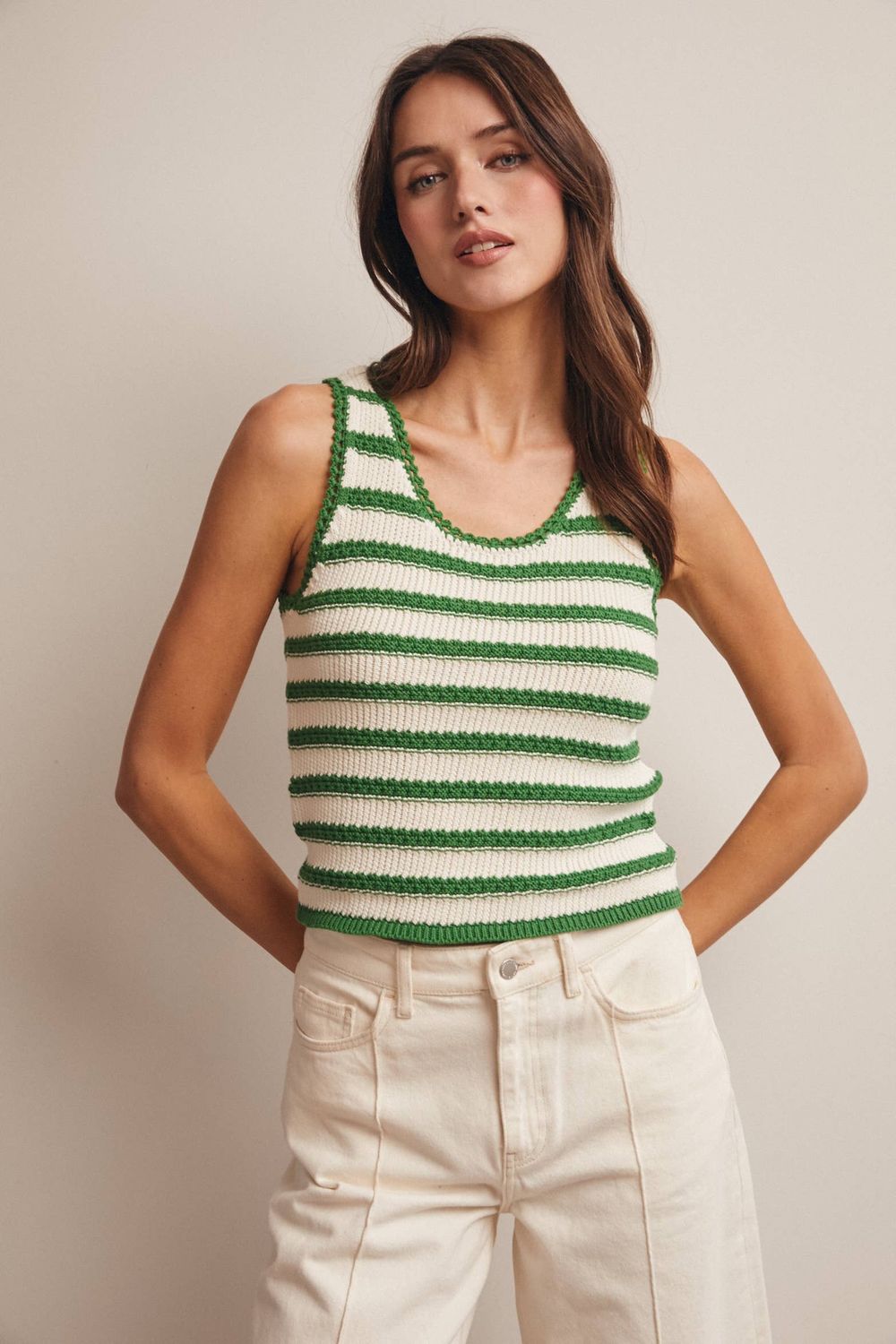 Striped Crochet Knit Tank