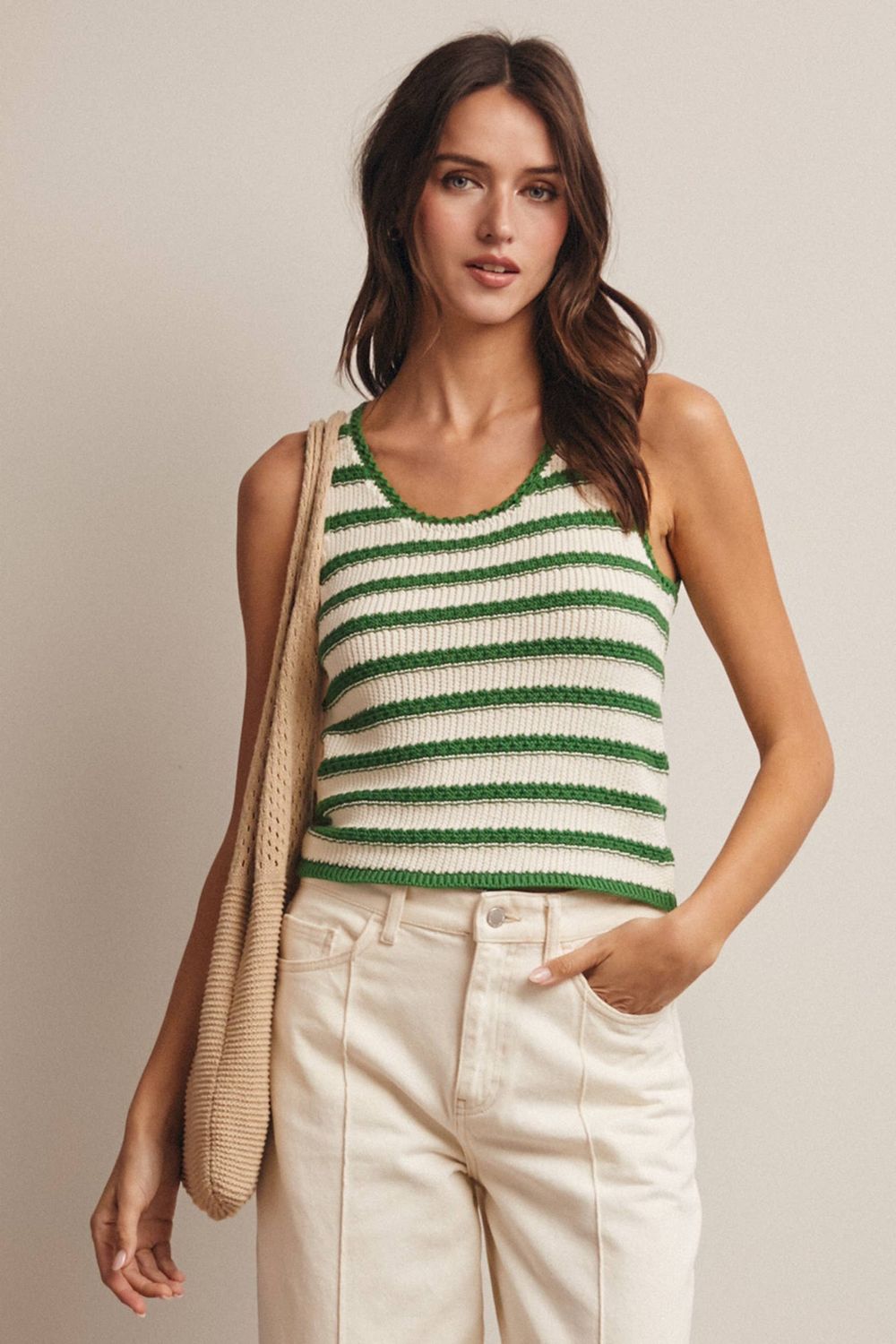 Striped Crochet Knit Tank