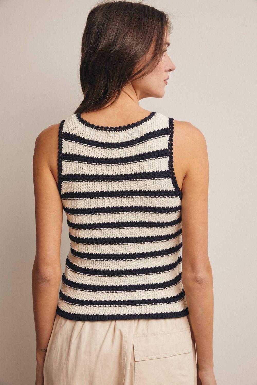 Striped Crochet Knit Tank