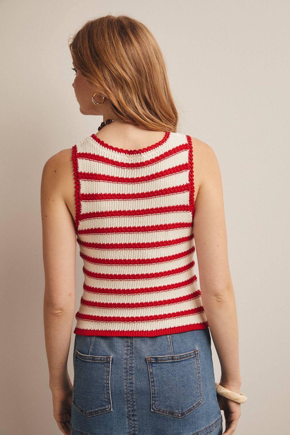 Striped Crochet Knit Tank