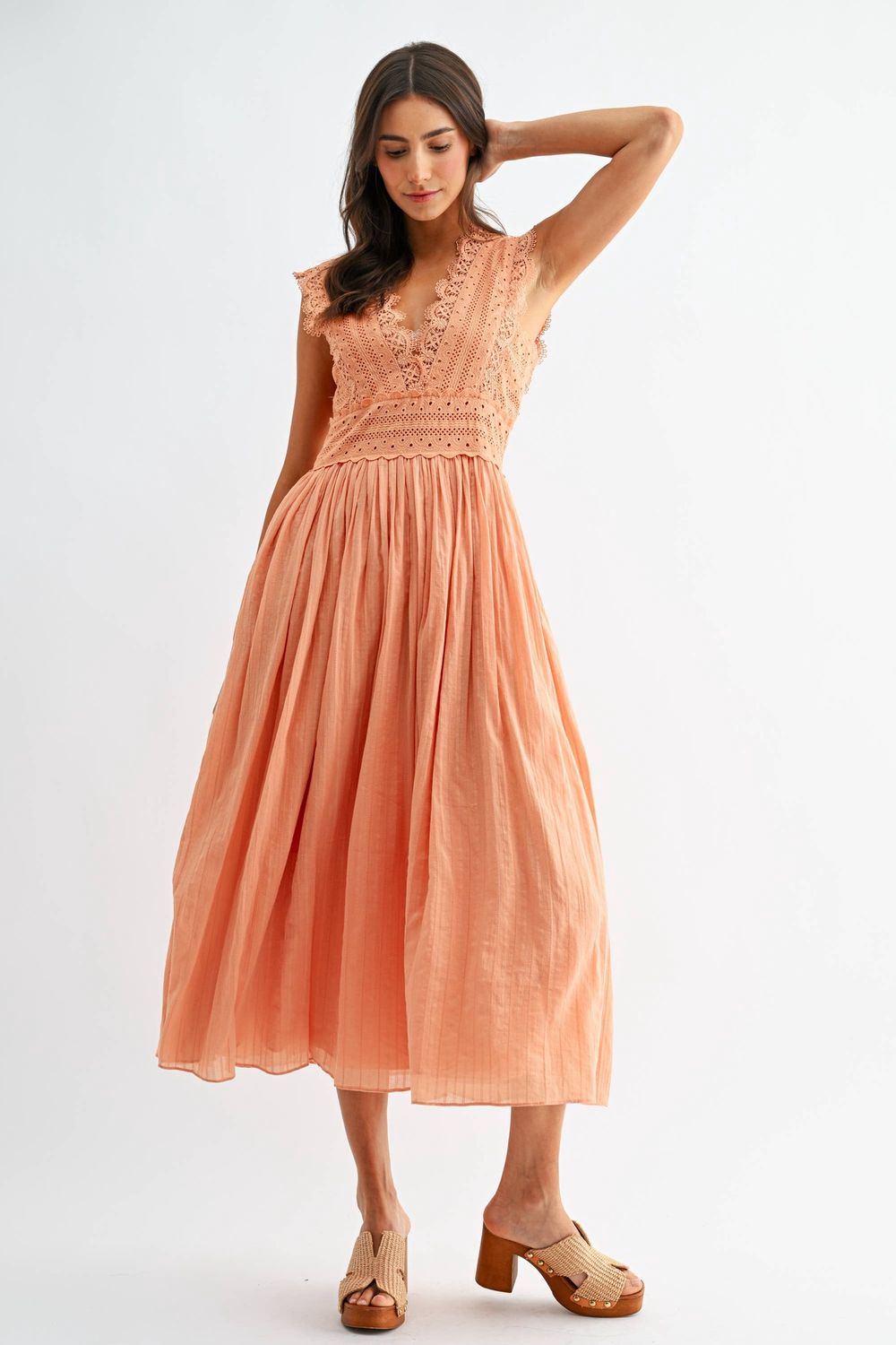 Flowy Lace Midi Dress
