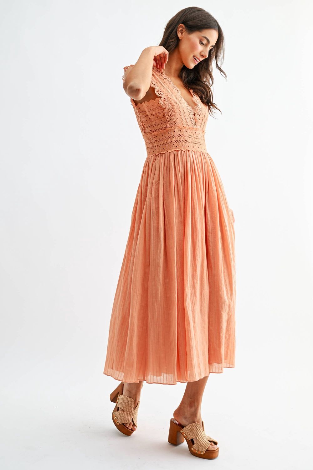 Flowy Lace Midi Dress