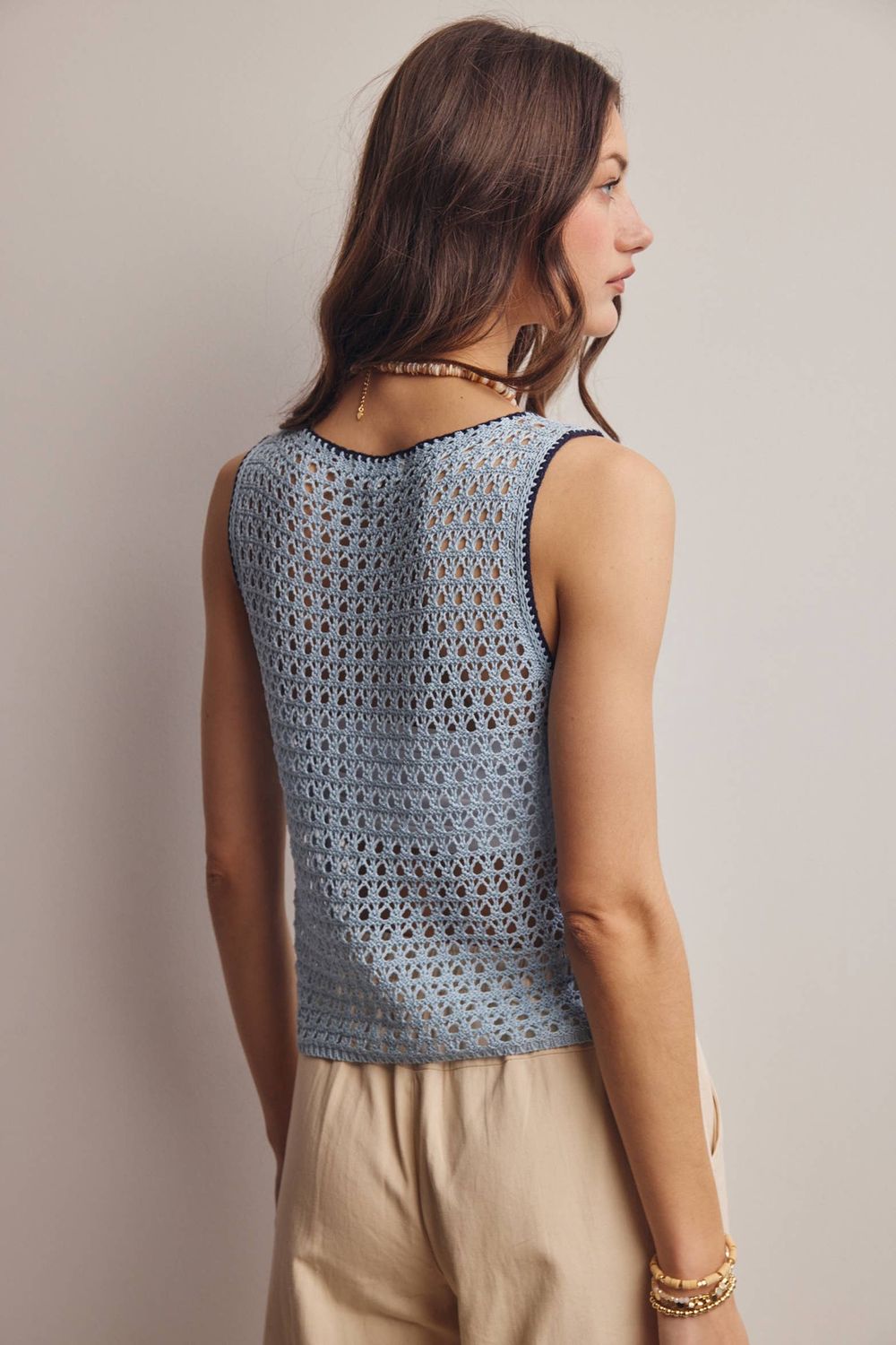 Sleeveless Crochet Knit Top