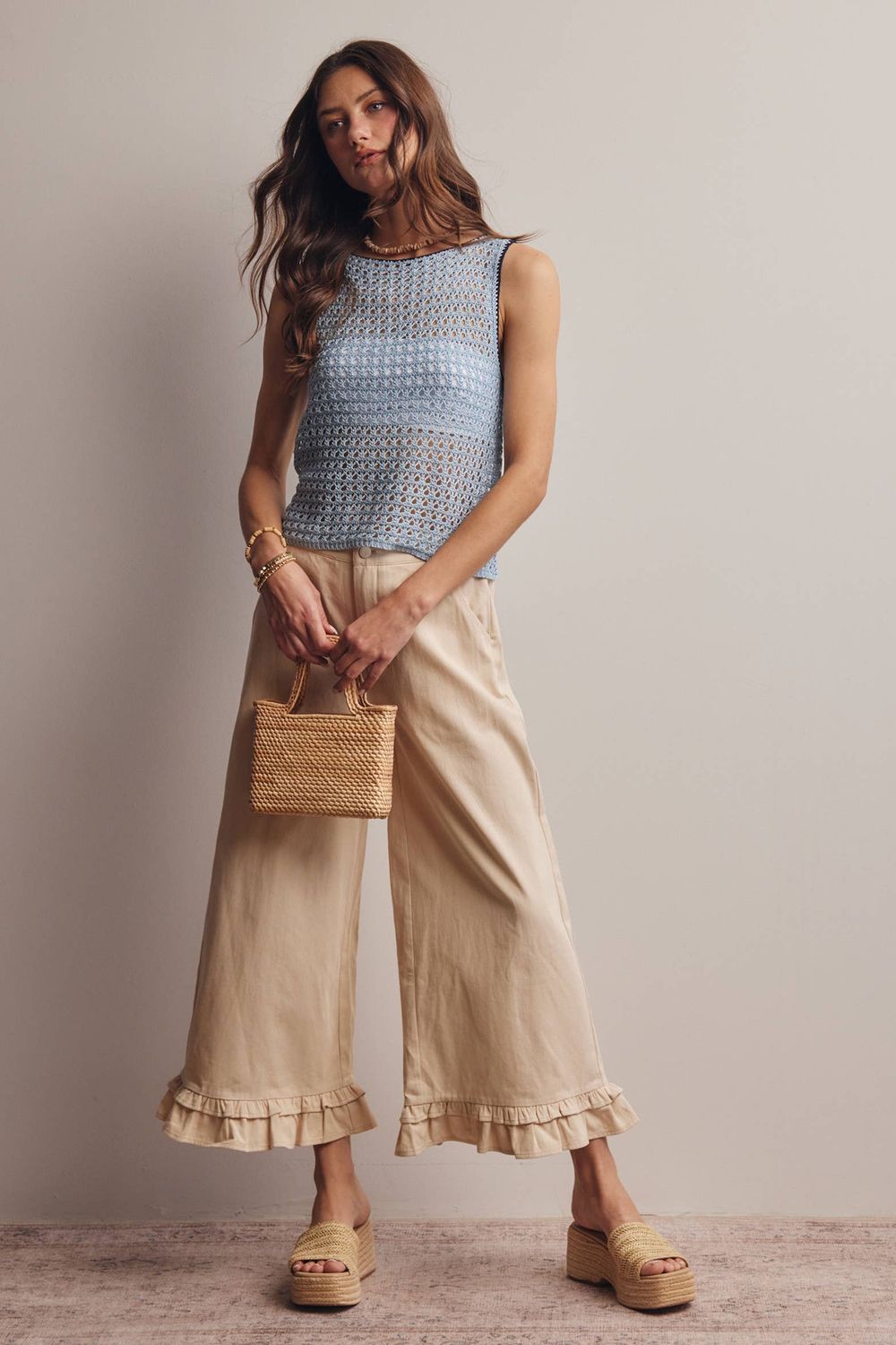 Sleeveless Crochet Knit Top