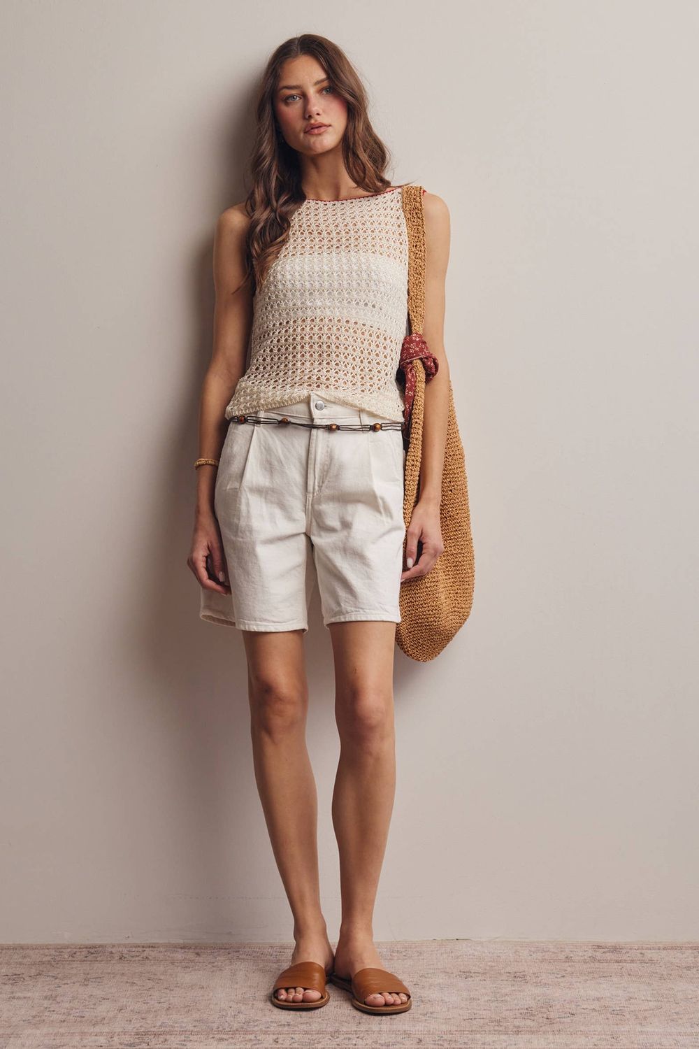 Sleeveless Crochet Knit Top