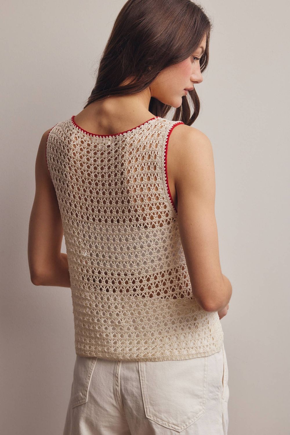 Sleeveless Crochet Knit Top