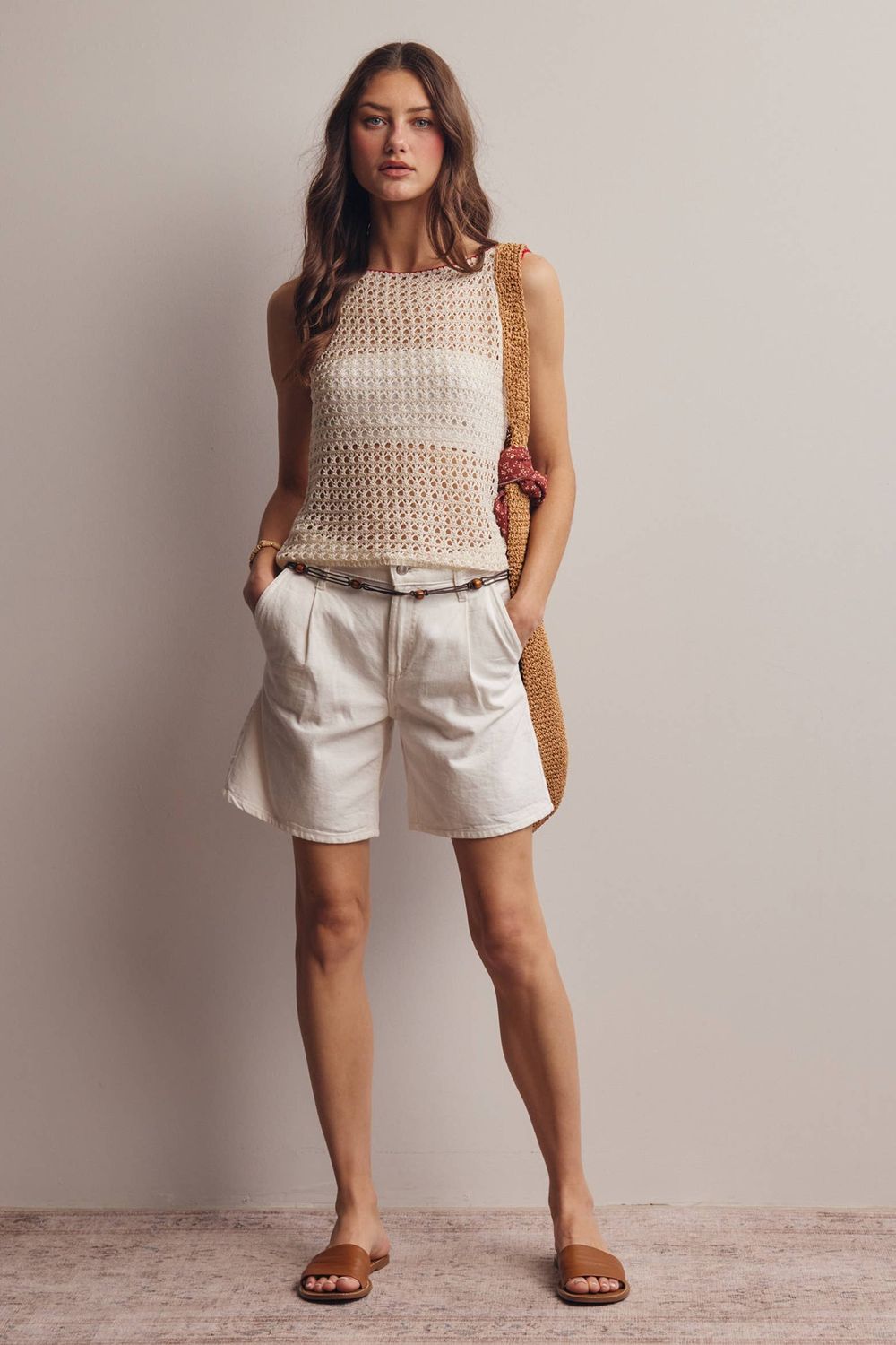 Sleeveless Crochet Knit Top