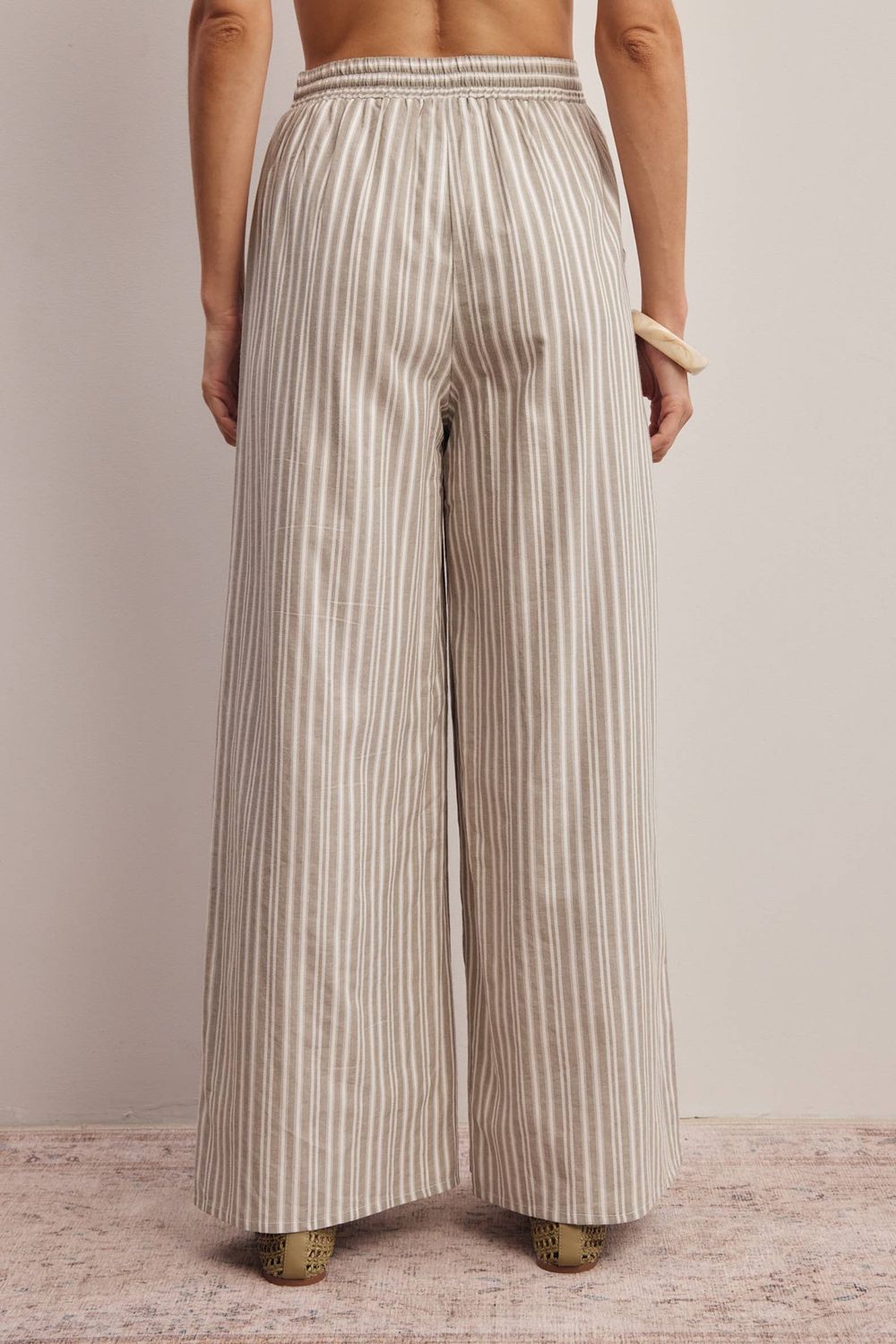 Striped Cotton Wide-Leg Pants