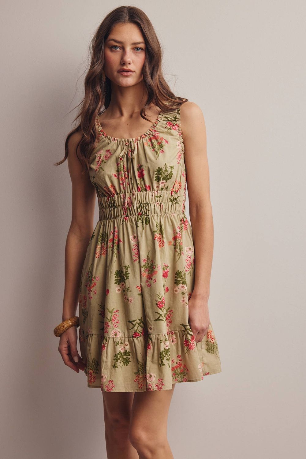 Floral Smocked Waist Mini Dress