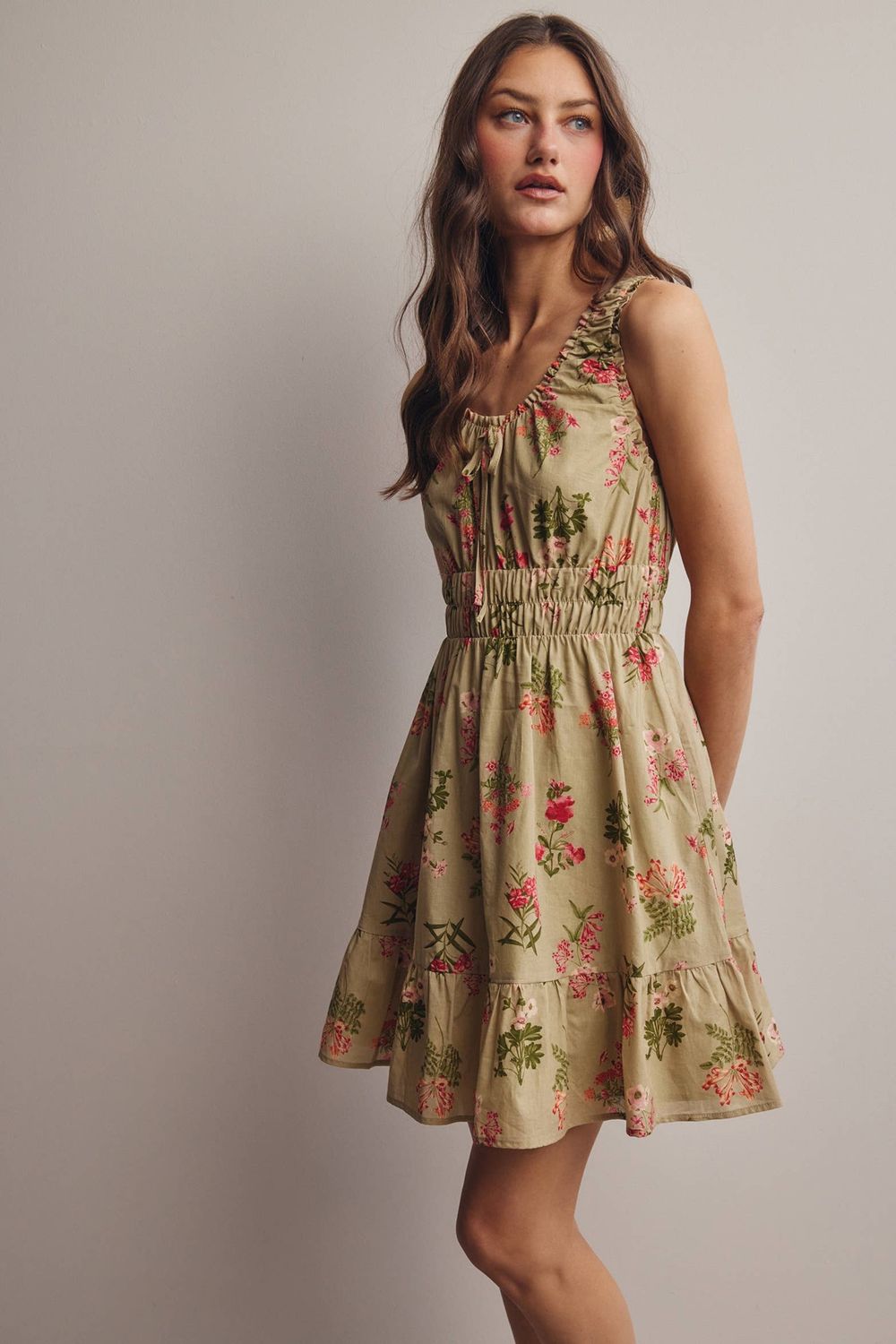 Floral Smocked Waist Mini Dress