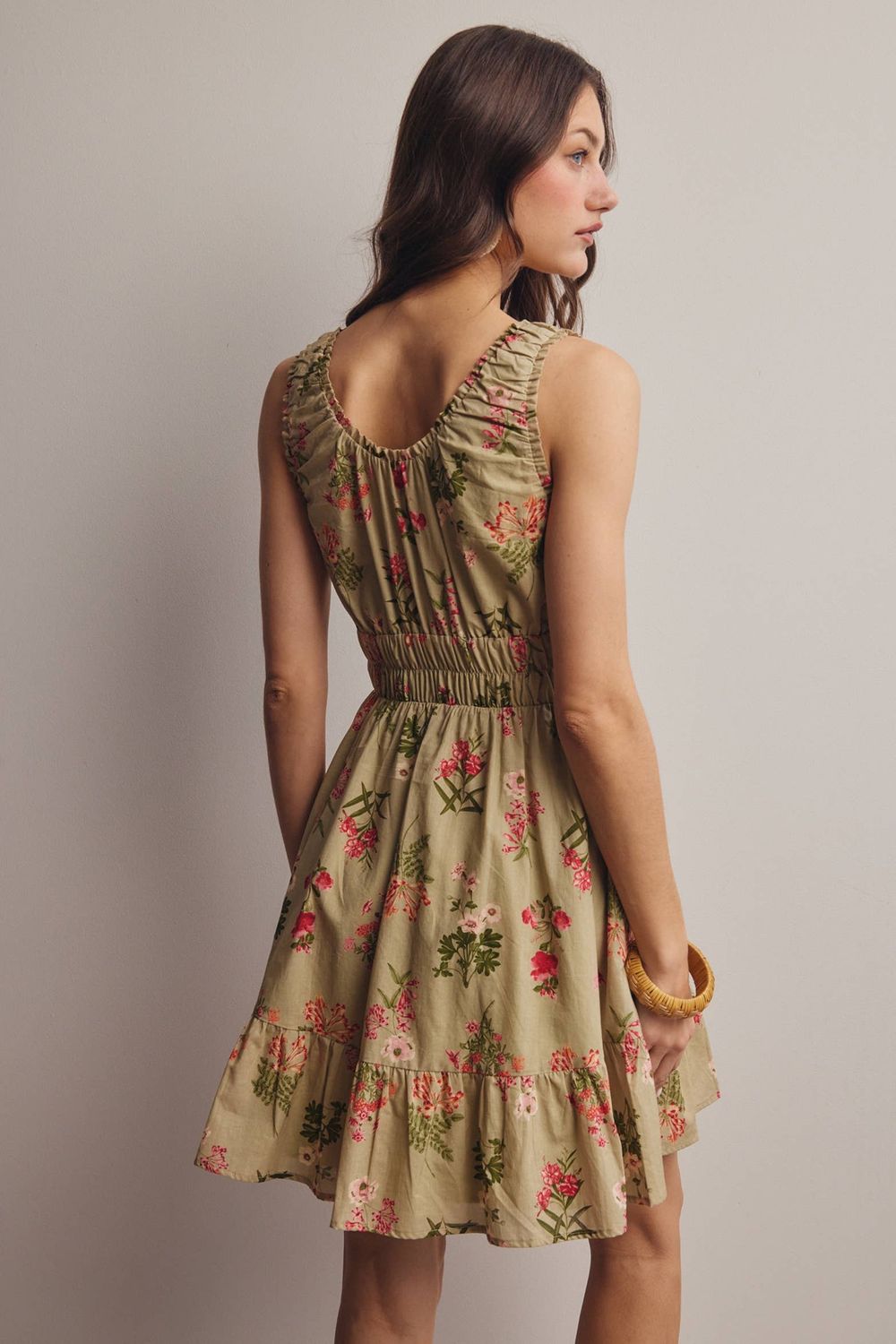 Floral Smocked Waist Mini Dress