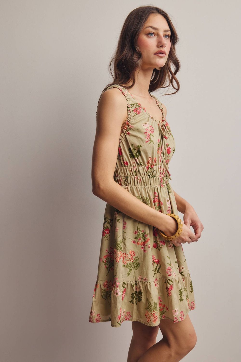 Floral Smocked Waist Mini Dress