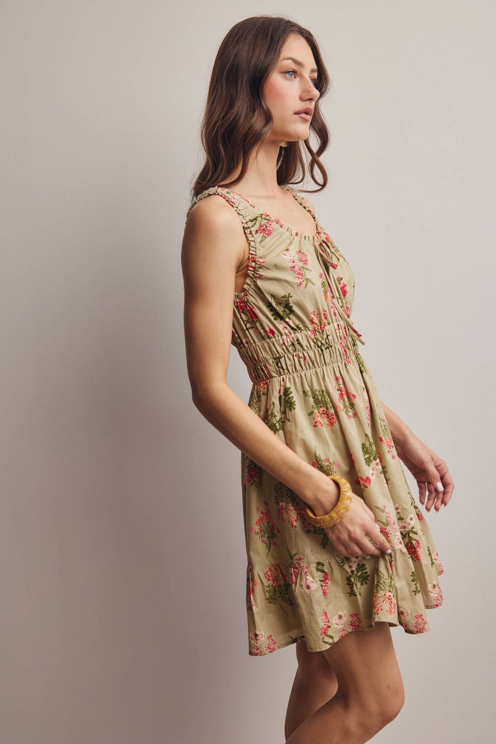 Floral Smocked Waist Mini Dress