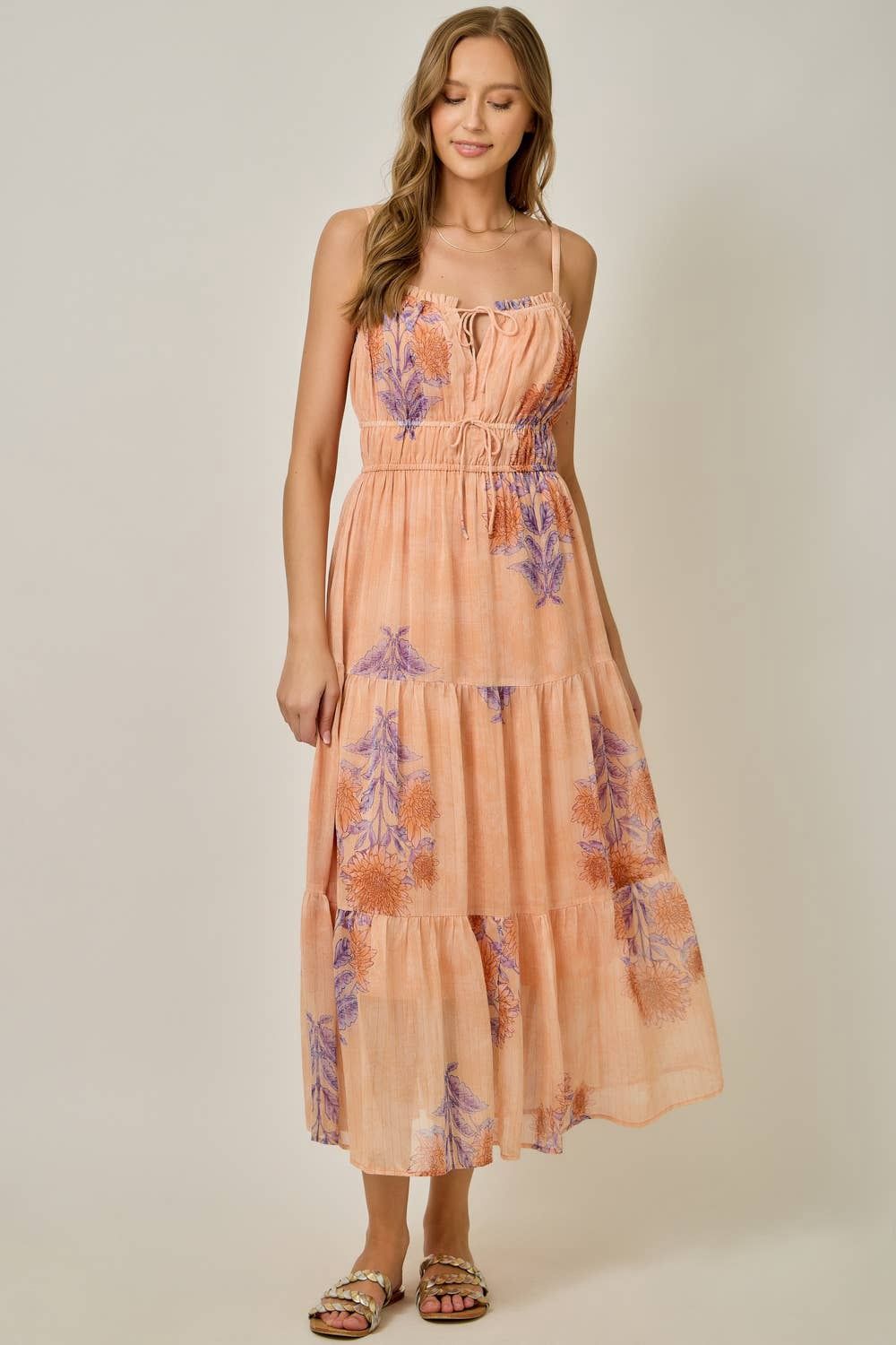 Front Tied Ruffle Tier Dress