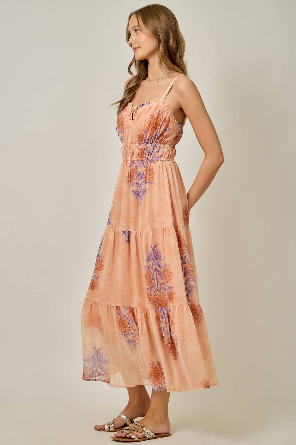 Front Tied Ruffle Tier Dress
