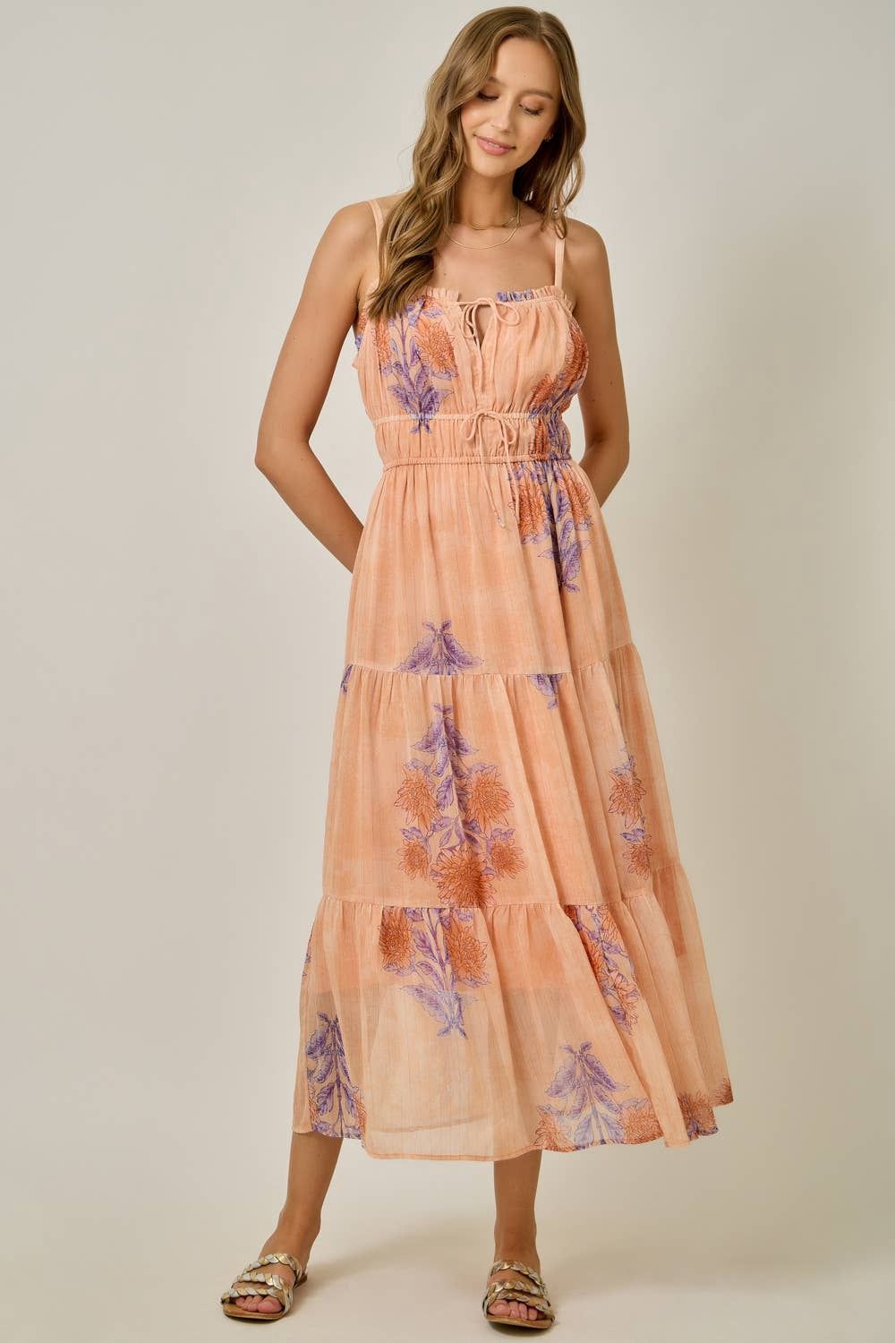 Front Tied Ruffle Tier Dress